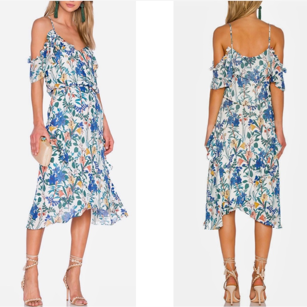 Parker Silk Cold Shoulder Floral Dress